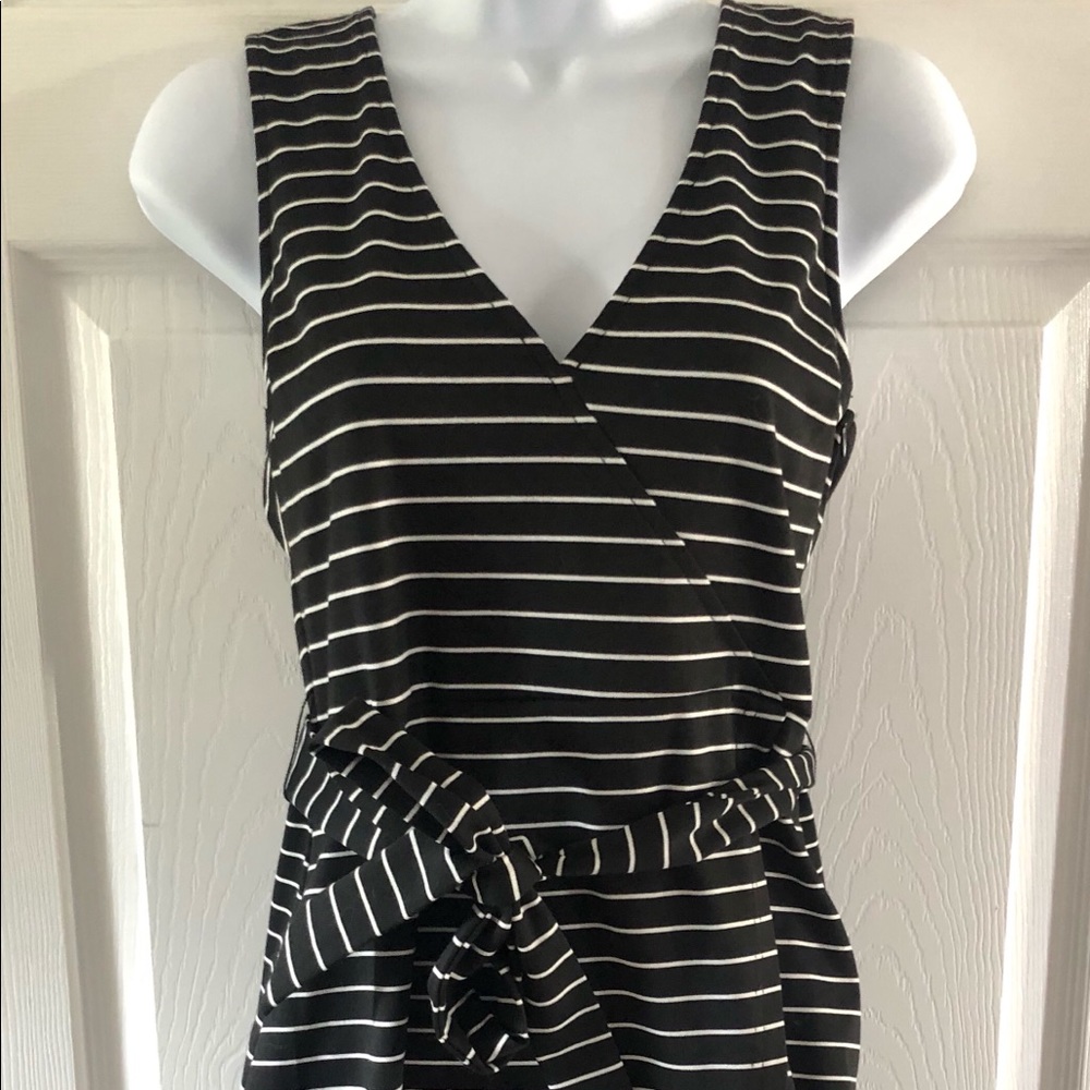Super Flattering Black and White Striped Dress